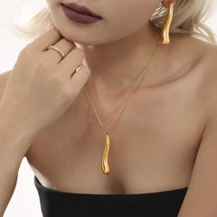 Elongated Teardrop Necklace or Earrings