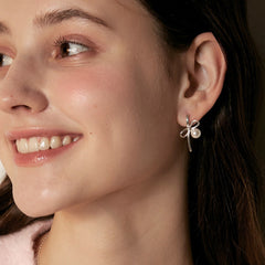 Nicolette Vintage-Inspired Pearl Bow Stud Earrings