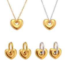 18K Gold-Plated Heart Necklace & Earrings