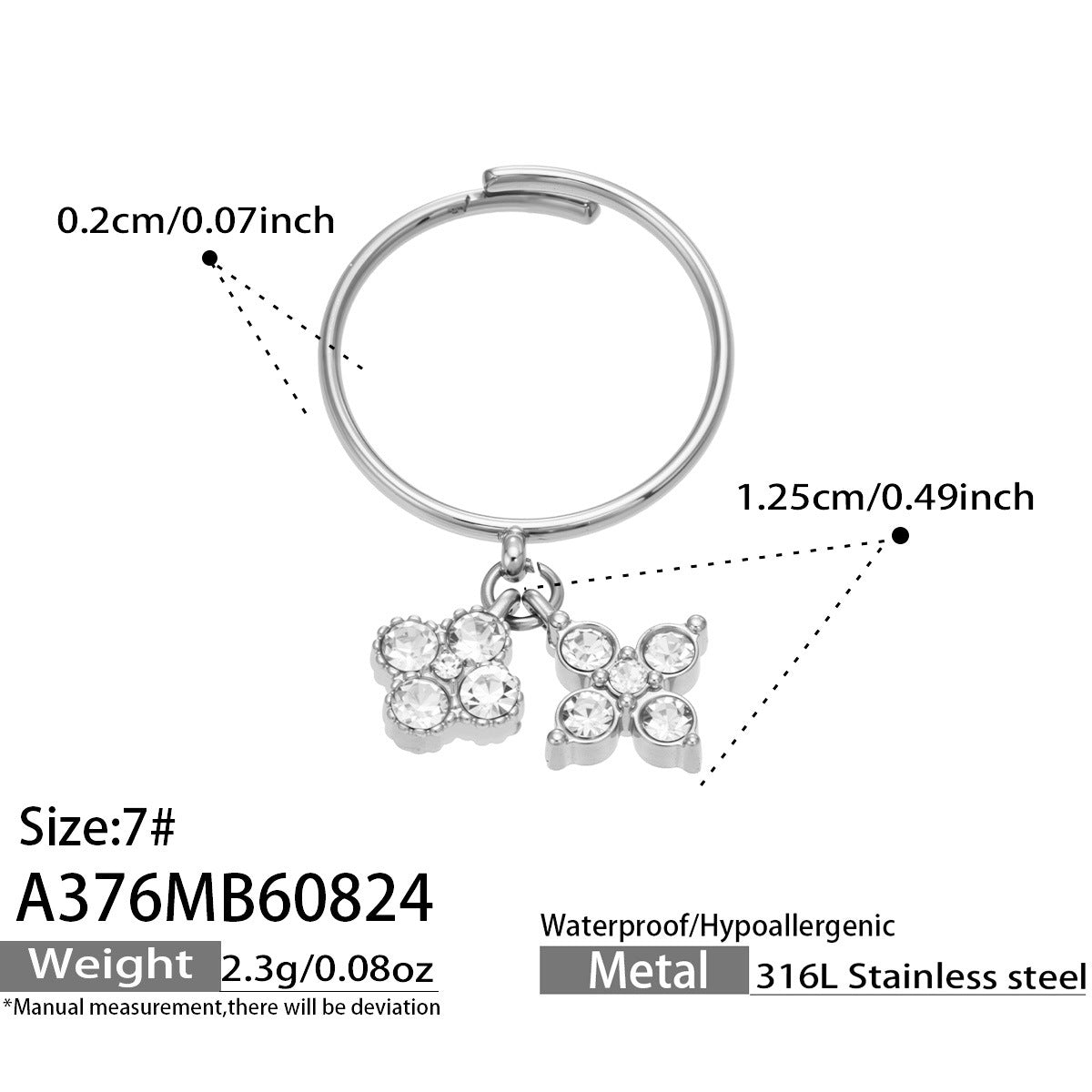 Four-Petal Cubic Zirconia Charm Ring