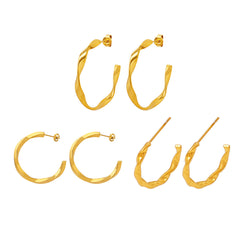 18K Gold-Plated Textured Hoop Earrings
