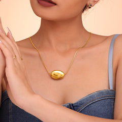 18K Gold-Plated Sculptural Bean Pendant or Separate Chain