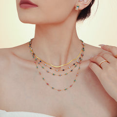 Layered Natural Stone Accent Necklace