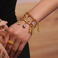 18K Gold-Plated Bear Charm Bracelets and Pendants