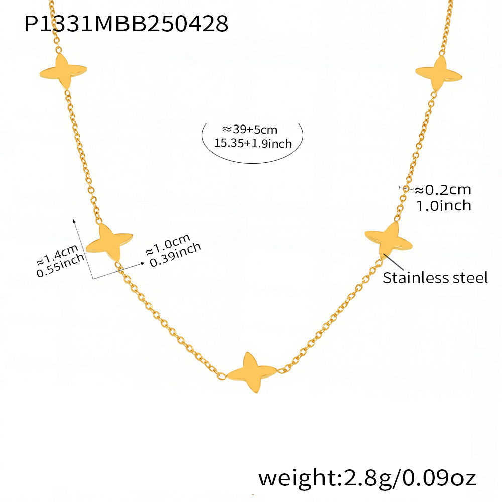 Cubic Zirconia Clover & Bead Layered Necklaces