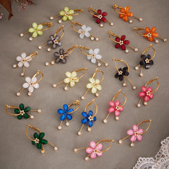 Color Resin Flower Drop Earrings