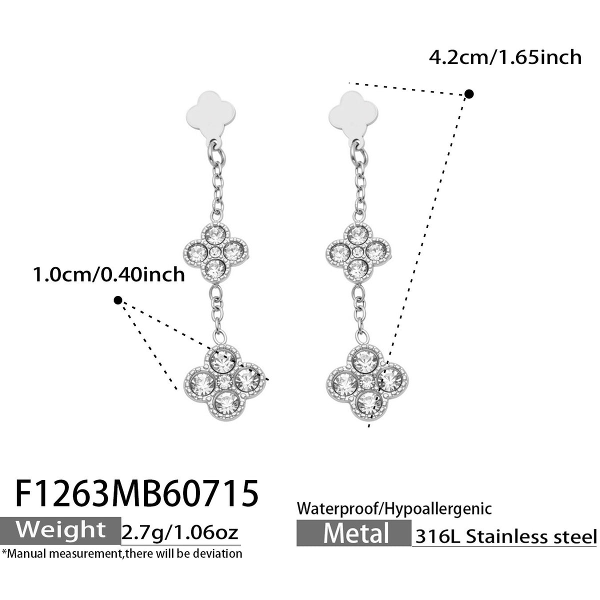 18K Gold-Plated Color Cubic Zirconia Flower Earrings