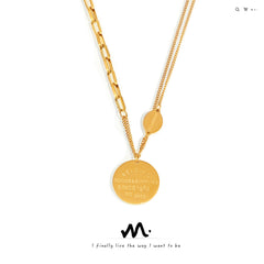 Gold-Tone Coin Pendant Chain Necklace