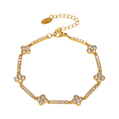 Clover Cubic Zirconia Link Bracelet