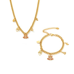 Cubic Zirconia Christmas Bell Necklace or Bracelet
