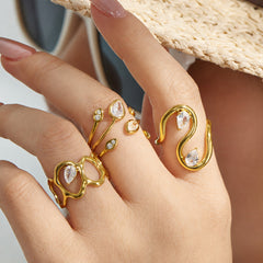 Cubic Zirconia Sculptural Open Rings