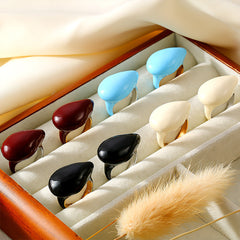18K Gold-Plated Enamel Teardrop Open Ring
