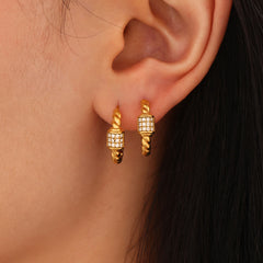 Cubic Zirconia Twisted Hoop Earrings