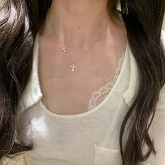 Camille Dainty Pavé Cross Necklace