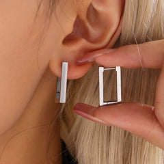 18K Gold-Plated Open Rectangle Hoop Earrings