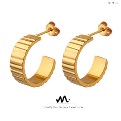 Grid Texture Hoop Earrings