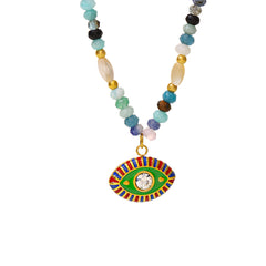 Colorful Natural Stone Evil Eye Necklace