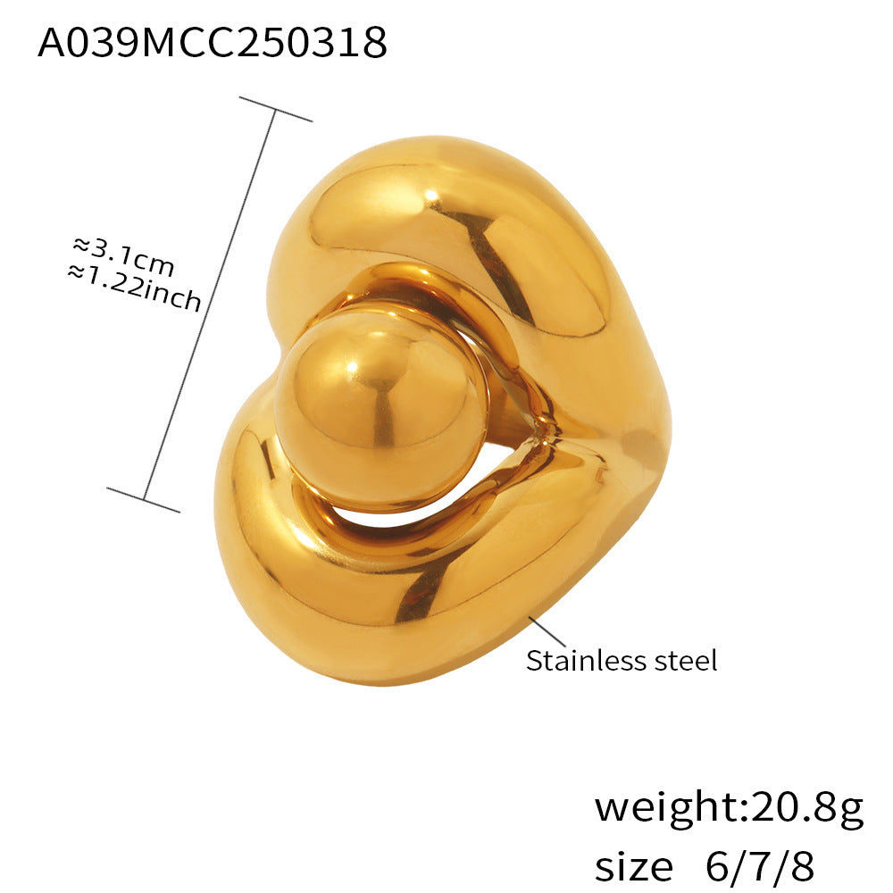 Sculptural Double-Layer Ball Ring