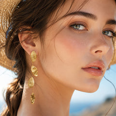 18K Gold-Plated Hammered Drop Jewelry
