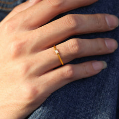 Gold-Tone Rectangular Cubic Zirconia Slim Ring