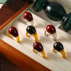 Enamel Teardrop Open Ring