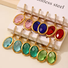 Faceted Oval Czech Glass Drop Earrings
