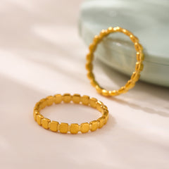 Slim Square Bead Band Ring