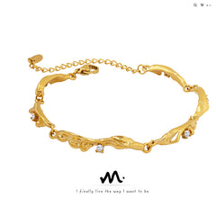 18K Gold-Plated Sculptural Cubic Zirconia Bracelet