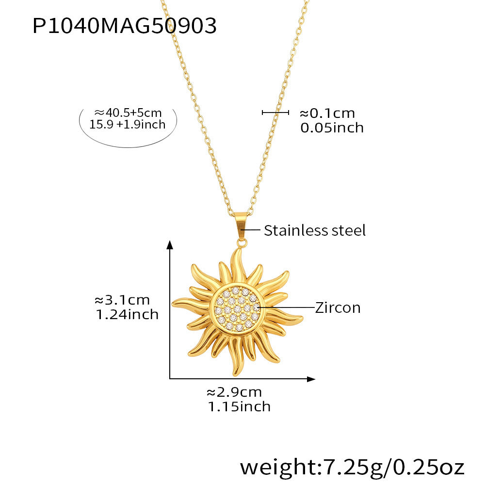Cubic Zirconia Sunburst and Round Pendant Necklaces