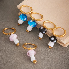 18K Gold-Plated Resin Mushroom Charm Earrings