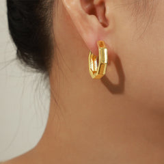 Octagonal Copper Hoop Earrings