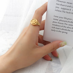 Angel Relief Signet Ring