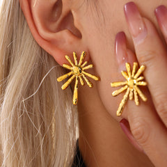 18K Gold-Plated Radiating Sunburst Stud Earrings