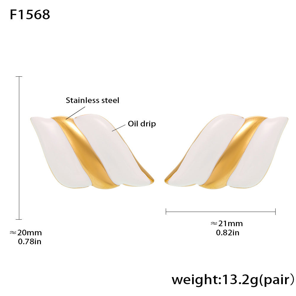18K Gold-Plated Enamel Wing Stud Earrings