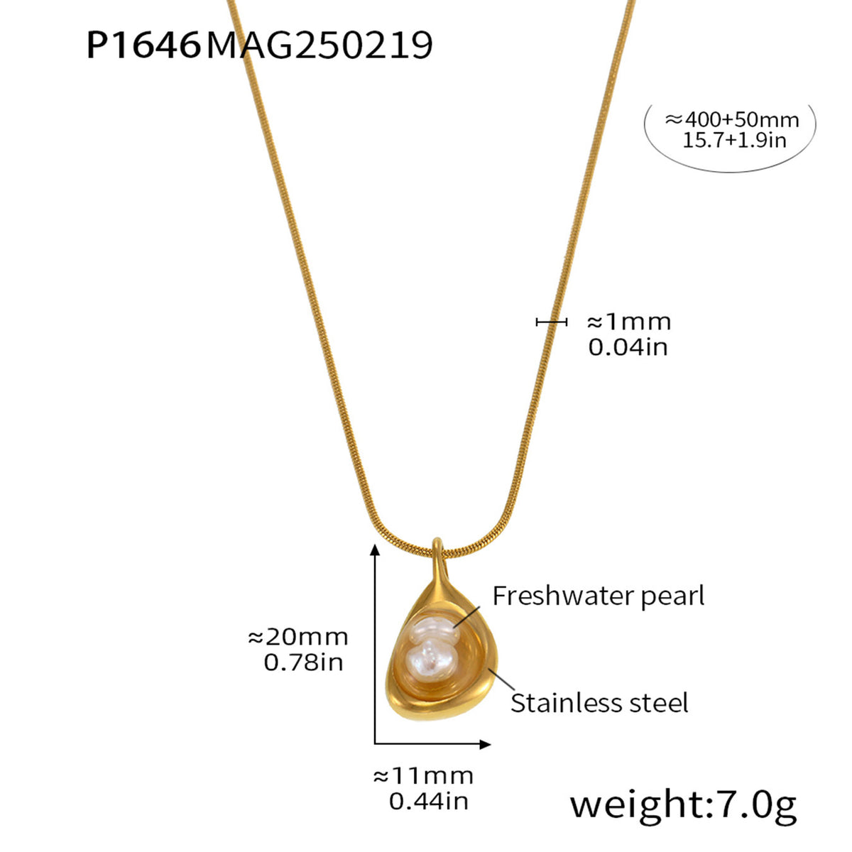 Freshwater Pearl Teardrop Pendant Necklace