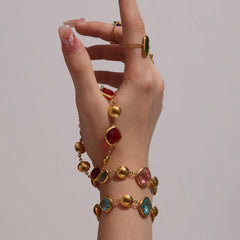 18K Gold-Plated Faceted Glass Link Bracelet