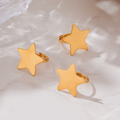 18K Gold-Plated Brushed Star Necklace, Earrings or Ring