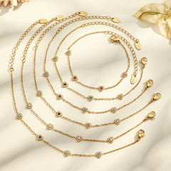 18K Gold-Plated Color Heart Cubic Zirconia Jewelry