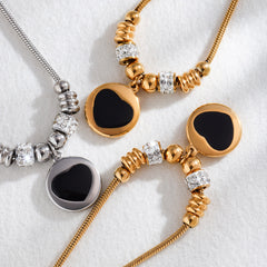 Enamel Heart Sliding Chain Bracelet