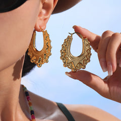 Textured Openwork Statement Hoop Earrings
