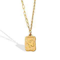 Embossed Butterfly Tag Necklace