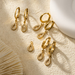18K Gold-Plated Cubic Zirconia Teardrop Charm Earrings