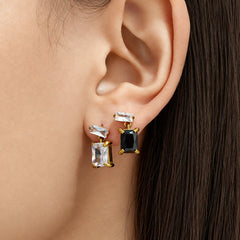 Faceted Rectangle Glass Drop Earrings