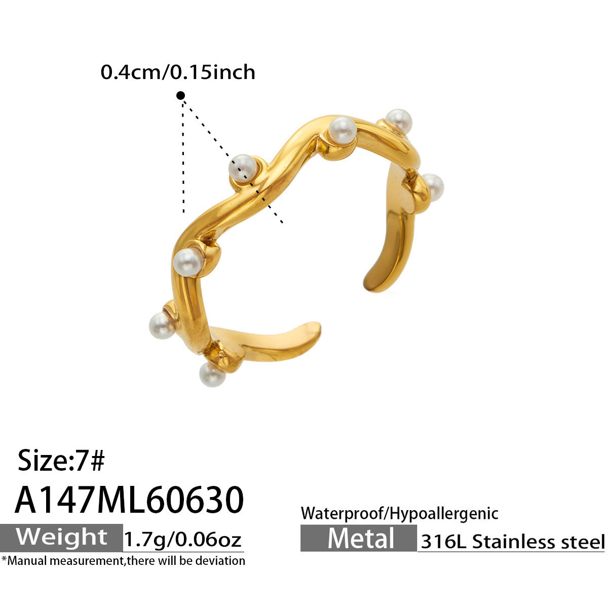 Gold-Tone Pearl-Look Statement Rings