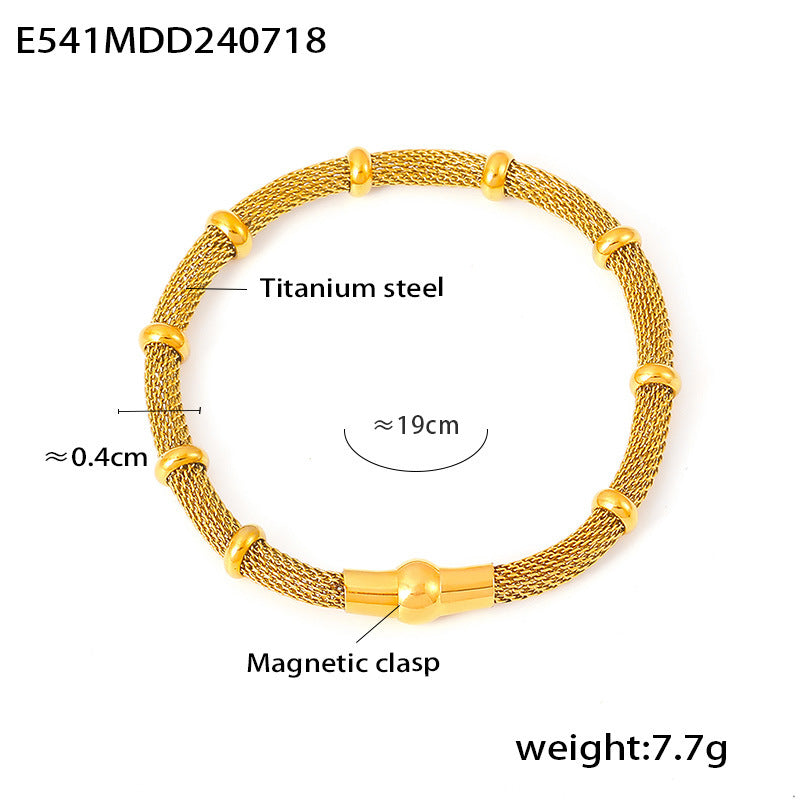 18K Gold-Plated Bamboo-Texture Round Bracelet