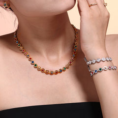 Color Cubic Zirconia Necklace and Bracelet
