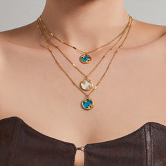 18K Gold-Plated Celestial Enamel Pendant Necklace