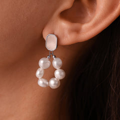 Freshwater Pearl Open-Circle Drop Earrings