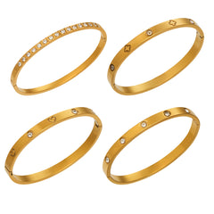 Cubic Zirconia Geometric Clasp Bangle Bracelets