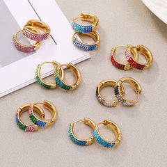 18K Gold-Plated Color Cubic Zirconia Hoop Earrings